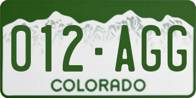 CO license plate 012AGG