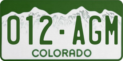CO license plate 012AGM