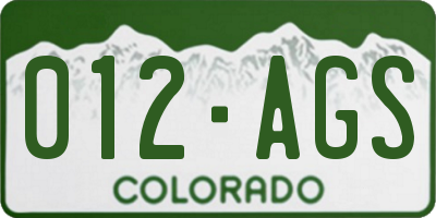 CO license plate 012AGS