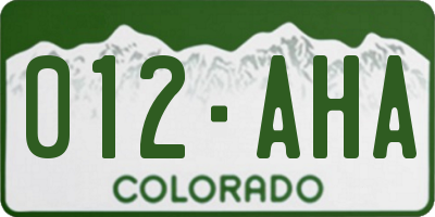 CO license plate 012AHA