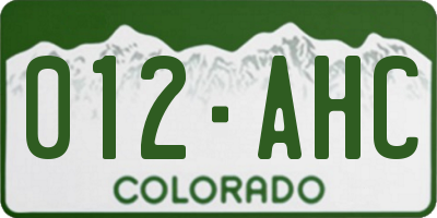 CO license plate 012AHC