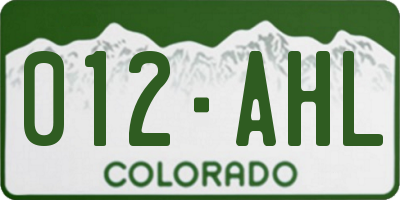 CO license plate 012AHL