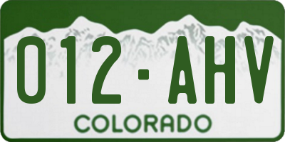 CO license plate 012AHV