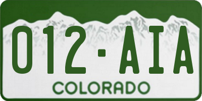 CO license plate 012AIA