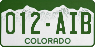 CO license plate 012AIB