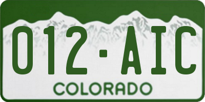 CO license plate 012AIC