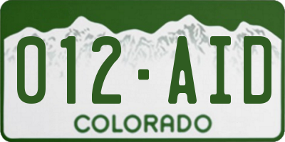 CO license plate 012AID