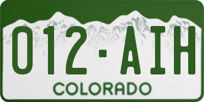 CO license plate 012AIH