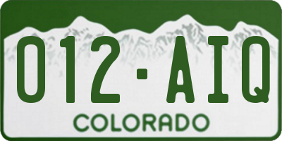 CO license plate 012AIQ