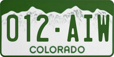 CO license plate 012AIW