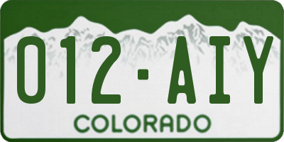 CO license plate 012AIY