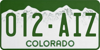 CO license plate 012AIZ