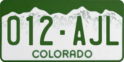 CO license plate 012AJL