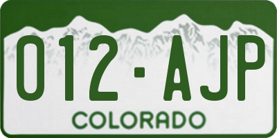 CO license plate 012AJP
