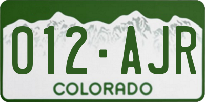CO license plate 012AJR