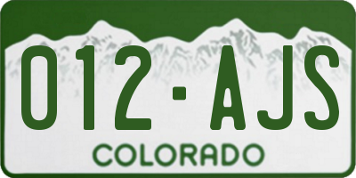 CO license plate 012AJS