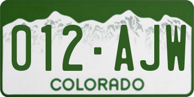 CO license plate 012AJW