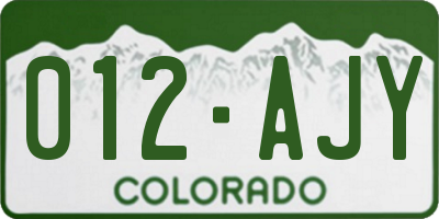 CO license plate 012AJY