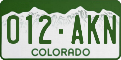 CO license plate 012AKN