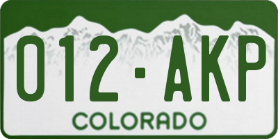 CO license plate 012AKP