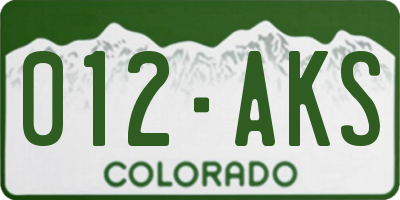 CO license plate 012AKS