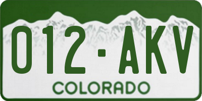 CO license plate 012AKV