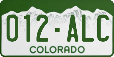 CO license plate 012ALC