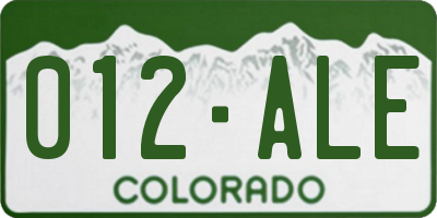 CO license plate 012ALE