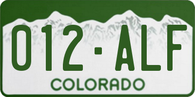 CO license plate 012ALF