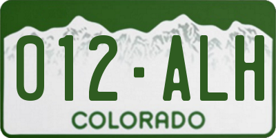 CO license plate 012ALH
