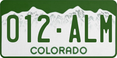CO license plate 012ALM