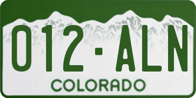 CO license plate 012ALN