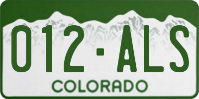 CO license plate 012ALS