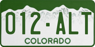 CO license plate 012ALT