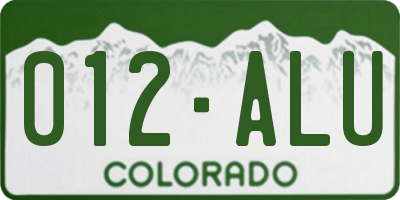 CO license plate 012ALU