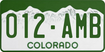 CO license plate 012AMB