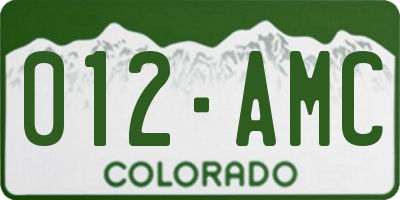 CO license plate 012AMC