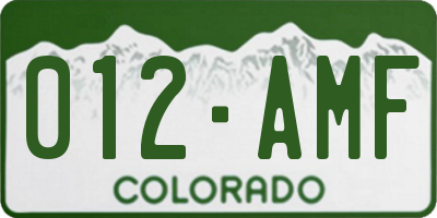 CO license plate 012AMF