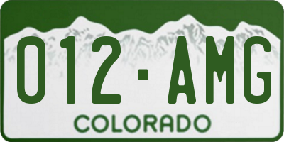 CO license plate 012AMG