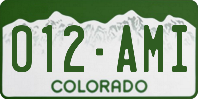CO license plate 012AMI