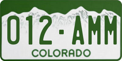 CO license plate 012AMM