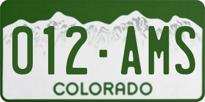 CO license plate 012AMS