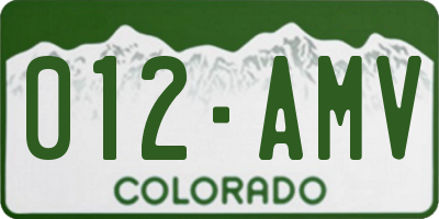 CO license plate 012AMV