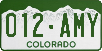 CO license plate 012AMY