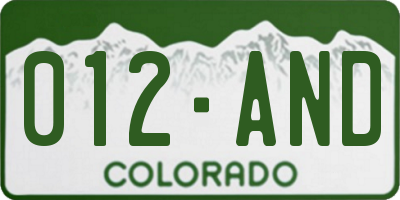 CO license plate 012AND