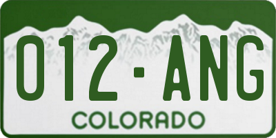 CO license plate 012ANG