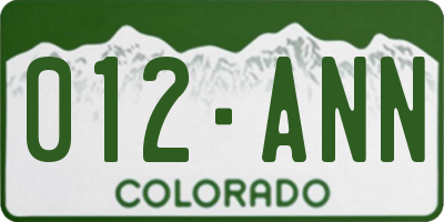 CO license plate 012ANN