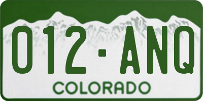 CO license plate 012ANQ