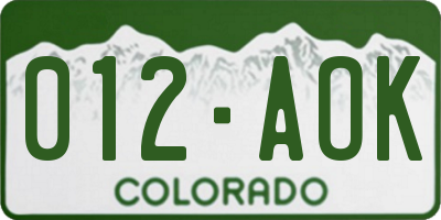 CO license plate 012AOK