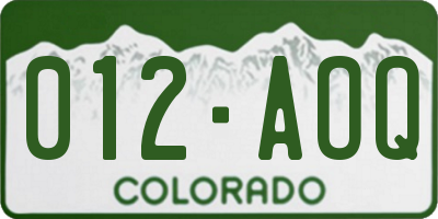 CO license plate 012AOQ